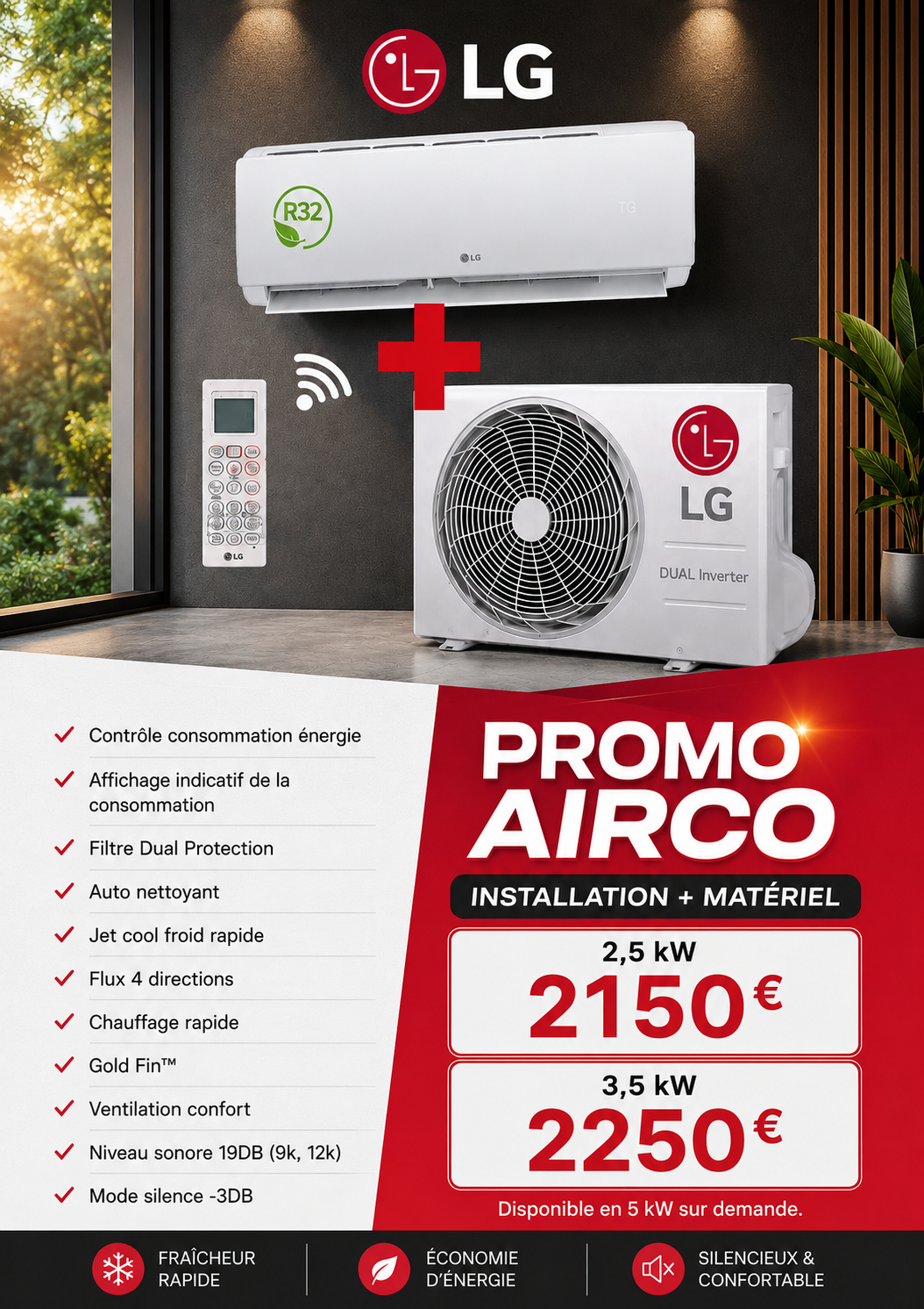 Air conditionné lg wifi 2,5 kw